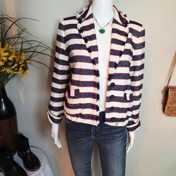 J. Crew Navy and White Striped Blazer - Picture 3 of 5